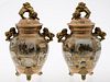 4777430: Pair of Japanese Satsuma Lidded Vases KL7CC