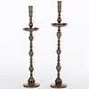 4777467: Two Large Tibetan Brass Candlesticks KL7CC