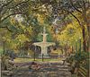 4777476: Hattie Saussy (Savannah, 1890-1978), Fountain in
 Forsyth Park, Savannah, Oil on Board KL7CL