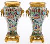 4542850: Pair of Famille Rose Gilt-Metal Mounted Vases KL5CJ