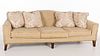 4542915: Contemporary Upholstered Tan, Cream and Pale Green
 3-Seat Sofa with Throw Pillows KL5CJ
