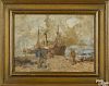 Howard Ellis (American 1883-1962), oil on board harbor scene, signed lower right and dated '28