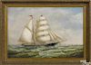 Oil on canvas ship portrait of the Grace Butler, signed F. C. Bell '88 lower right, 16'' x 24''.