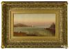 New England oil on canvas coastal scene, late 19th c., signed A Perkins, 12'' x 22''.