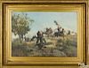 American School, 19th c., oil on canvas Civil War battle scene, signed indistinctly lower right