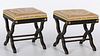 4269292: Pair of Neoclassical Style Black Painted X-Form Stools E1REJ