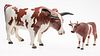 4269298: Two Folk Art Painted Wood Cows E1REL