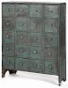 Painted pine apothecary cabinet, late 19th c., retaining a later blue/green surface, 46'' h.
