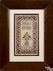 Southeastern Pennsylvania watercolor fraktur bookplate, dated 1844, for Isaac Weber