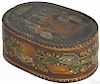 Continental painted bentwood bride's box, 19th c., the lid decorated with an angel, 7'' h., 17'' w.