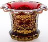 4058309: French Red Glass and Gilt Cachepot, 19th Century E7RDF