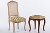 4072367: Louis XV Style Side Chair and a Needlepoint Upholstered Stool E7RDJ