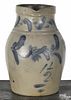 Pennsylvania 1 1/2-gallon stoneware pitcher, 19th c., with cobalt floral decoration, 12 1/2'' h.