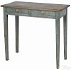 Painted pine work table, 19th c., retaining an old blue surface, 29 1/2'' h., 31 1/2'' w., 16'' d.