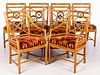 5394058: Set of 8 McGuire San Francisco Rattan Upholstered Dining Chairs E7RDJ