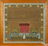 Pennsylvania silk on linen house sampler, dated 1821, wrought by Sarah Campion