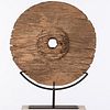 5394106: Burmese Wood Wheel on Metal Stand E7RDC