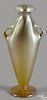 Tiffany gold iridescent Favrile glass vase with loop handles, signed on base and numbered 8177A