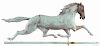 Full-bodied copper running horse weathervane, 19th c., with a cast head and verdigris surface