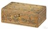 New England carved and painted dresser box, 19th c., having all over incised carved floral