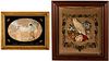 5394172: Two English Needleworks, One of Figures with Dog and One of Parrot E7RDJ