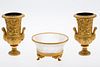 3984738: Pair of Gilt-Metal Urns and Gilt-Metal and Glass Bowl, 19th Century E6RDJ