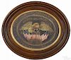 Patriotic oil on board, late 19th c., of a spread winged eagle clutching an American shield