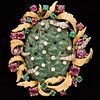 3984756: Chinese Dark Green Jade Brooch with Gold, Diamonds
 and Garnets, 20th Century E6RDK