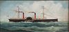 3984758: American School, Steam Ship, Oil on Canvas, Probably 19th Century E6RDL