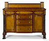 Empire mahogany, cherry, and curly maple sideboard, ca. 1835, with flame panel drawers