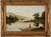 5394333: British School, Man Fishing, Oil on Canvas, 19th Century E7RDL