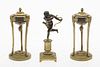 3862990: Pair of Brass Neoclassical Style Candlesticks and
 a Cupid on Columnar Base E4RDJ