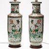 3863040: Pair of Chinese Famille Vert Porcelain Vases, Now Mounted as Lamps E4RDC