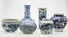 3753478: 6 Chinese Underglaze Blue Porcelain Vessels, 20th Century E3RDC