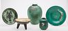 3753500: Miscellaneous Group of 5 Green Pottery Items E3RDF