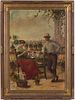 3753578: A. Secola (Italian, 19th Century), Flower Seller
 and Suitor, Oil on Canvas E3RDL