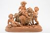 3753590: Illegibly Signed, Bacchanalian Scene with Putti and Goat, Terracotta E3RDL