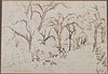 3753597: Myrtle Jones (Savannah, 1913-2007), Street Scene
 Drawing, Possibly Forsyth Park, Pen on Paper E3RDL