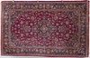 3753614: Persian Rug in Tones of Blue, Cream, and Pink on a Red Ground E3RDP