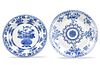 2 Chinese Blue & White Floral Chargers, Kangxi P.