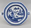 Chinese Blue & White Warmer w/ Landscape, 19th C .