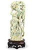 Chinese Jadeite Carved Lady Figure & Stand, Qing D