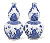 Pair of Chinese Blue & White Gourd Vase,18th C.