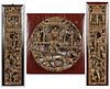 3 Chinese Carved Giltwood Panels