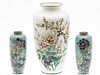 Large Japanese Cloisonne Vase and a Pair of Vases
