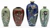4 Japanese Cloisonne Miniature Vases