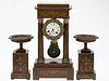 Louis Philippe Rosewood Clock & Pair of Urns, 19th C