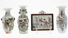 3 Chinese Porcelain Vases and a Plaque