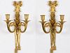 Pair of Two Light Gilt-Metal Wall Sconces, Modern