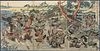 Japanese Woodblock Triptych of a War Scene